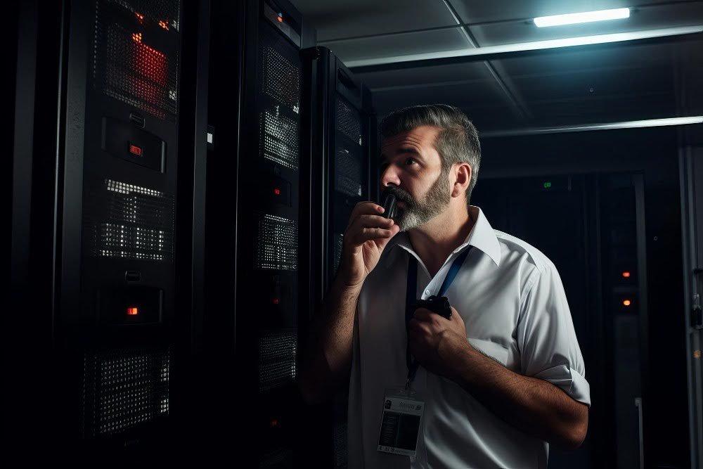 Técnico de informática em um servidor local